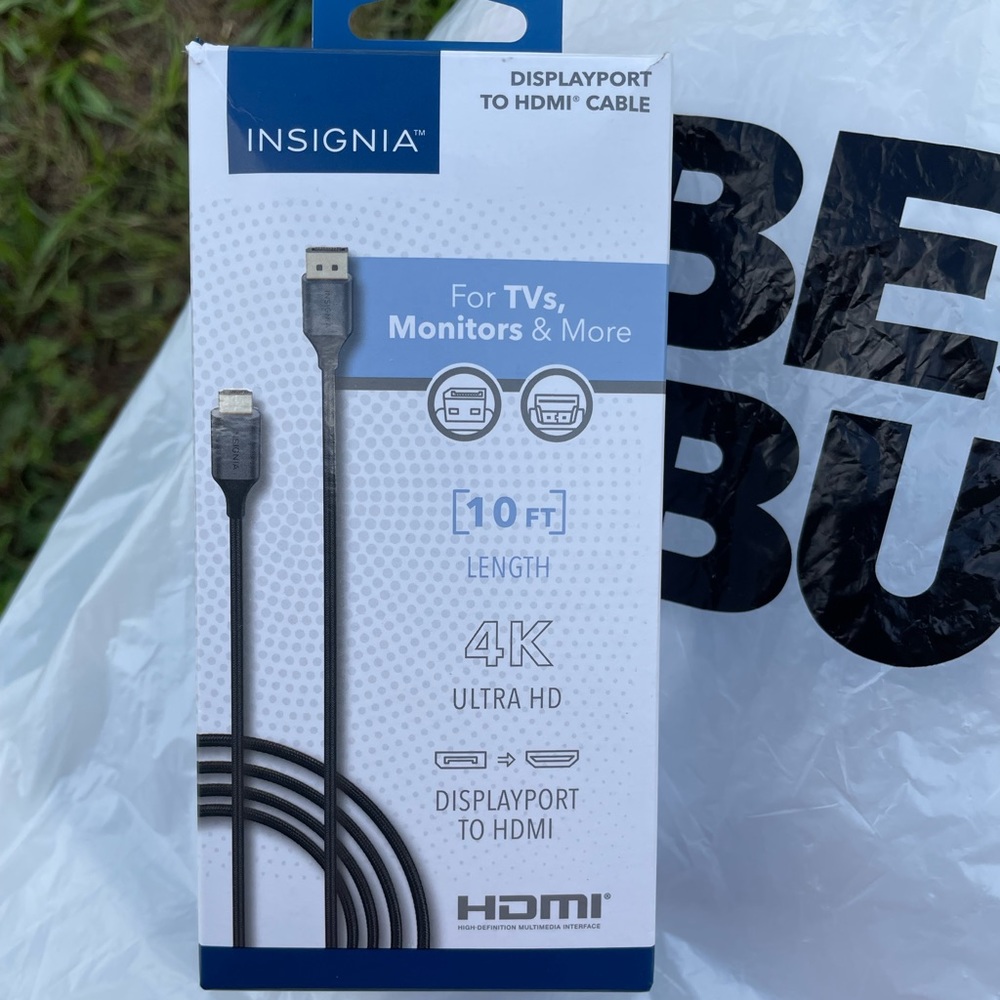 10 ft. long DisplayPort to HDMI cable. Brand new, never used.